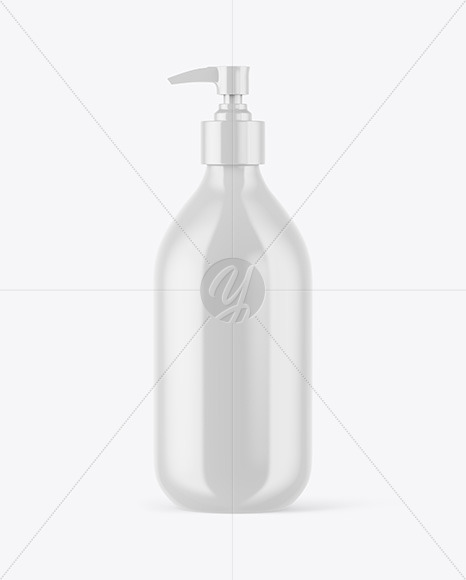 Glossy Plastic Bottle with Pump Mockup