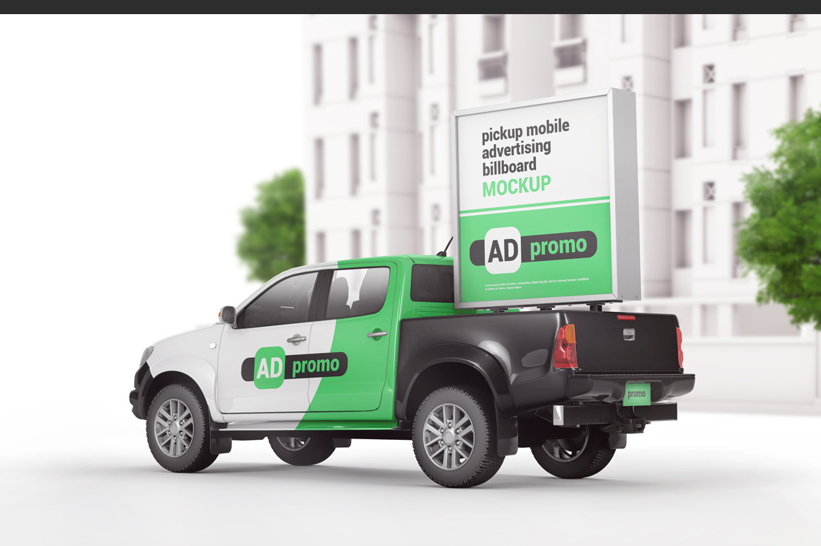 Pickup Mobile Advertising Billboard Mockup