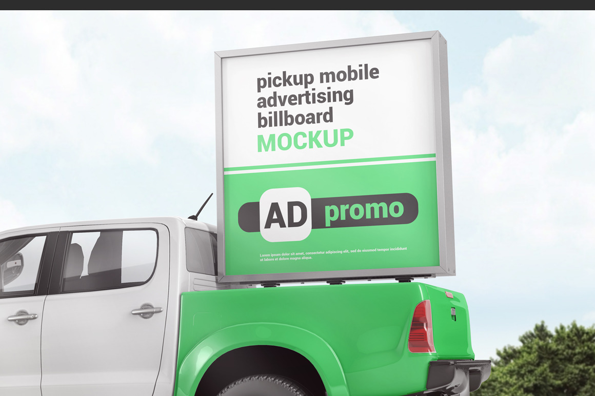 Pickup Mobile Advertising Billboard Mockup