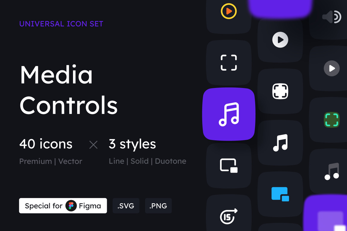 Media Controls Icon Set