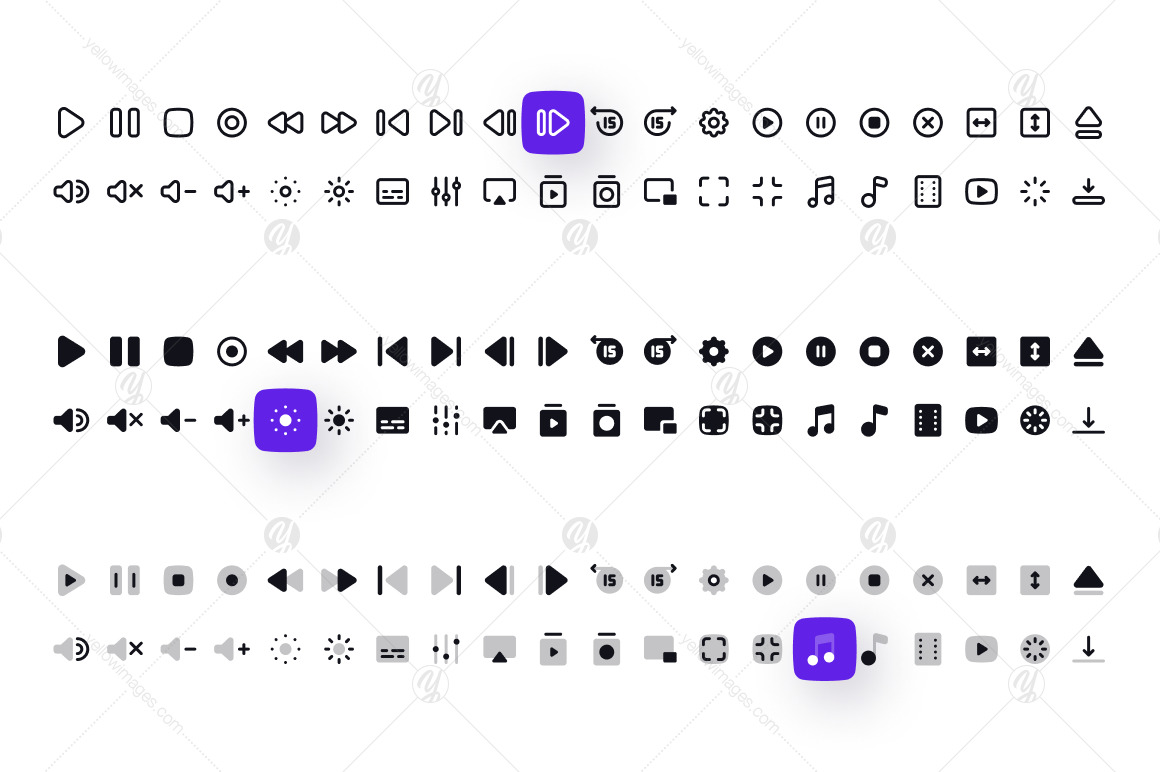 Media Controls Icon Set