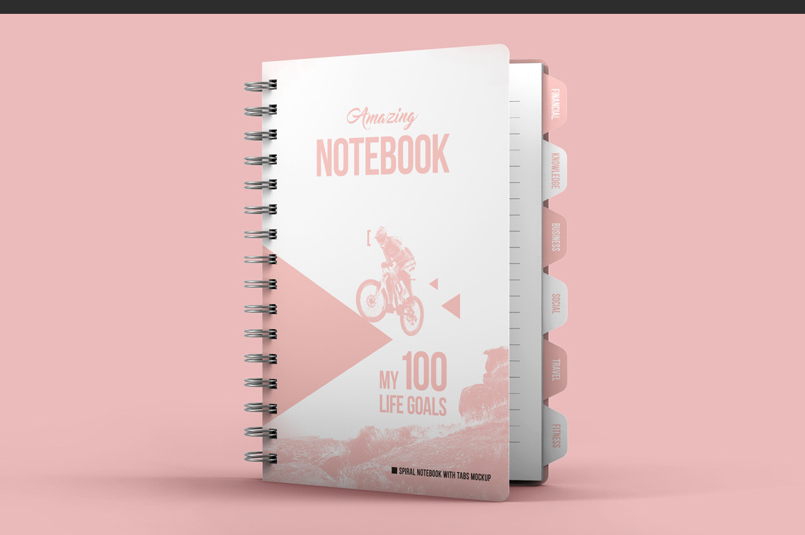 Spiral Notebook With Tabs Mockup