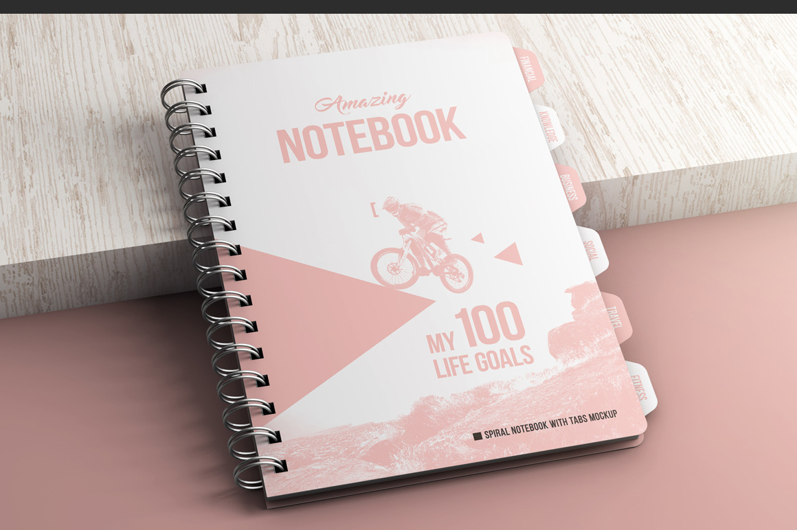 Spiral Notebook With Tabs Mockup