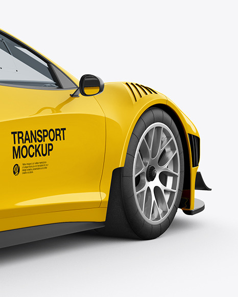 Sport Car Mockup - Back Half Side View