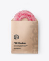 Paper Pack with Pink Glazed Donut Mockup