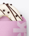 Paper Pack with White Chocolate Glazed Donut Mockup