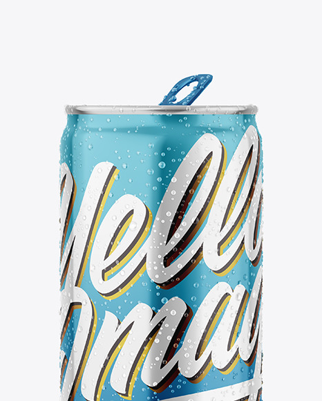 Metallic Drink Can With Condensation Mockup