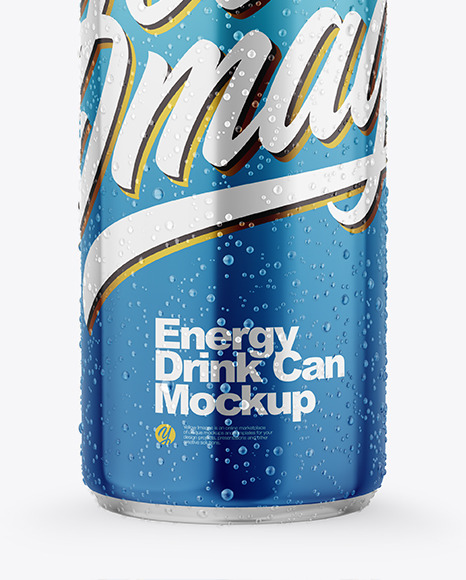 Metallic Drink Can With Condensation Mockup