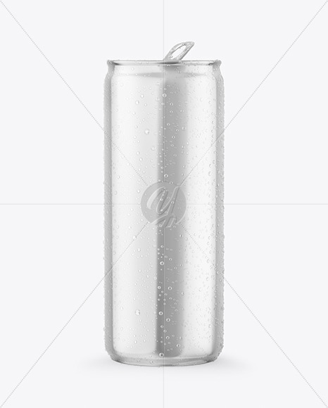 Metallic Drink Can With Condensation Mockup