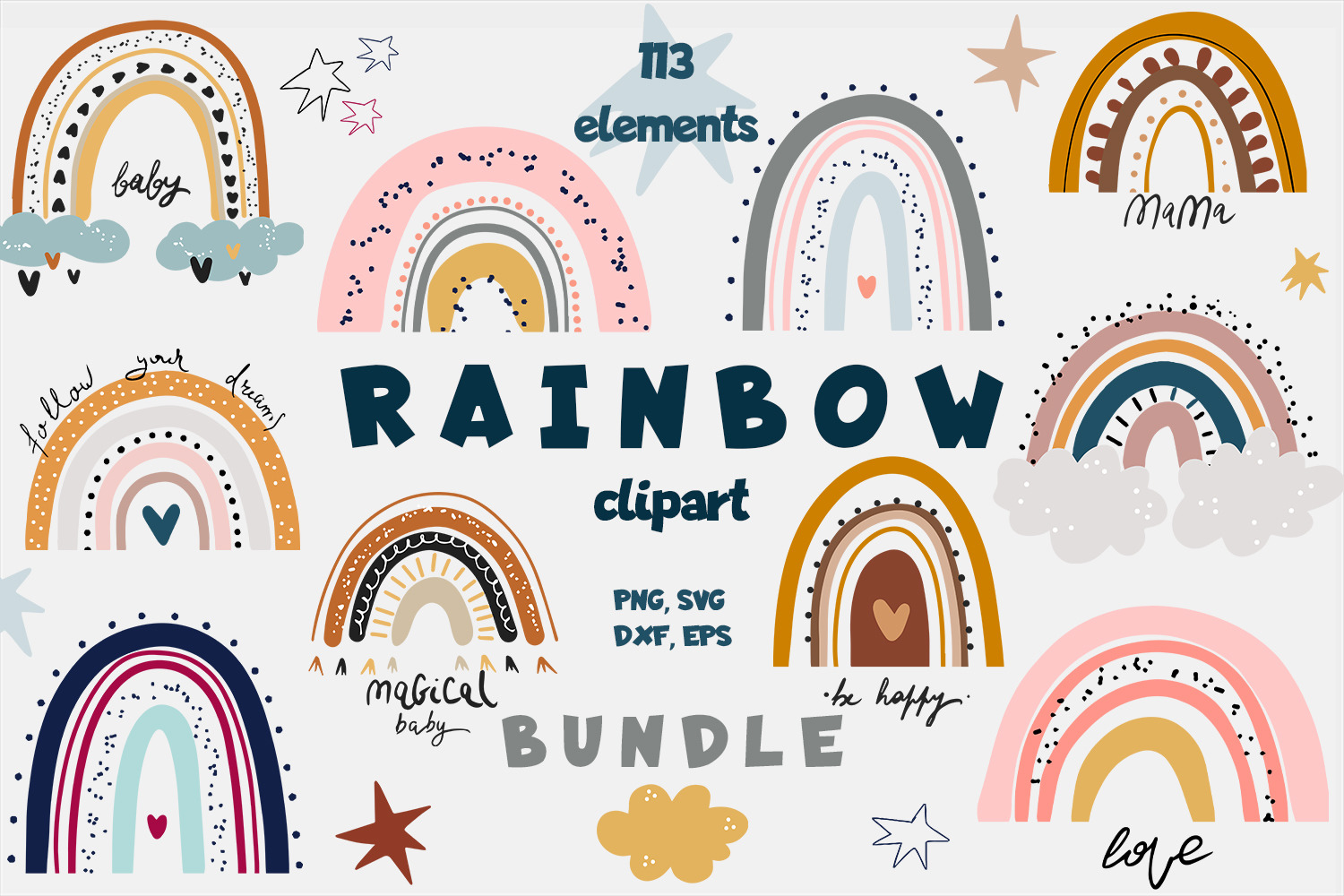 Rainbow Bundle | Clipart PNG SVG VECTOR