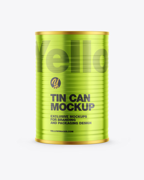 Glossy Metallic Tin Can Mockup