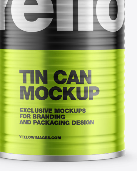 Glossy Metallic Tin Can Mockup