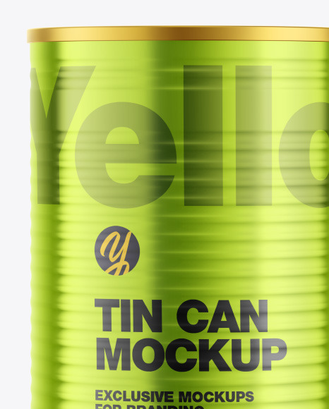 Glossy Metallic Tin Can Mockup