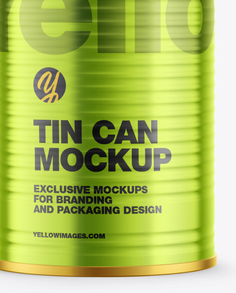 Glossy Metallic Tin Can Mockup