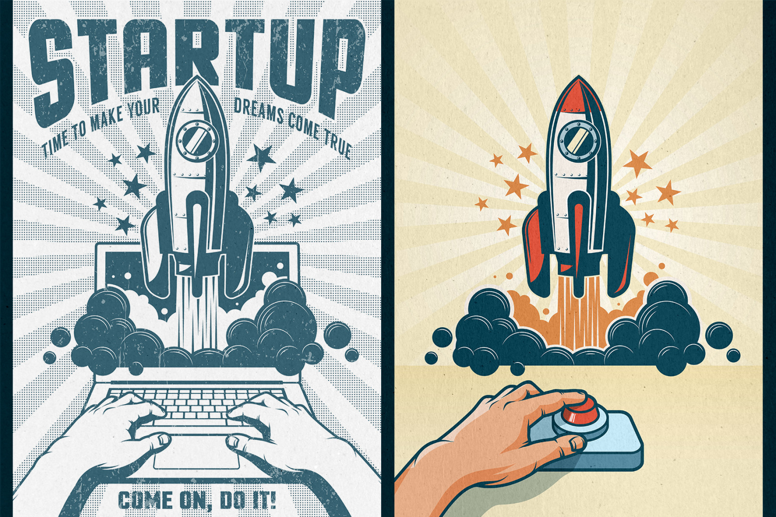6 Vintage Rocket Posters 6 Vintage Rocket Posters