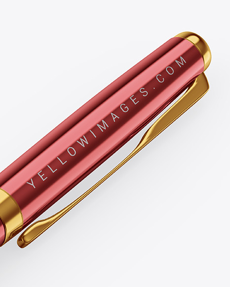 Glossy Metallic Pen Mockup