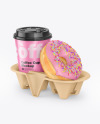 Coffee Cup with Donut in Holder Mockup