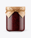 Glass Raspberry Jam Jar with Paper Cap Mockup