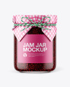 Glass Raspberry Jam Jar with Paper Cap Mockup