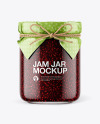 Glass Raspberry Jam Jar with Paper Cap Mockup