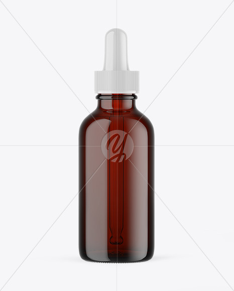 Dark Amber Glass Dropper Bottle Mockup