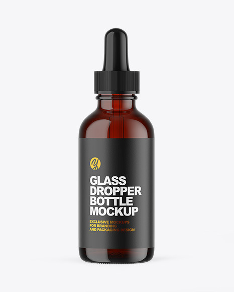 Dark Amber Glass Dropper Bottle Mockup