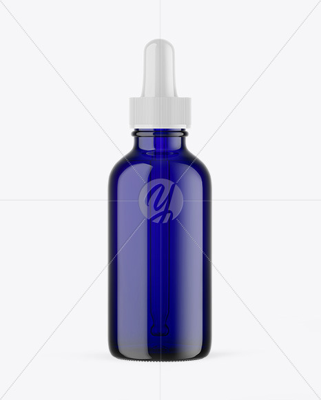 Blue Glass Dropper Bottle Mockup