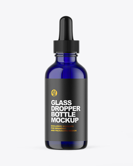 Blue Glass Dropper Bottle Mockup