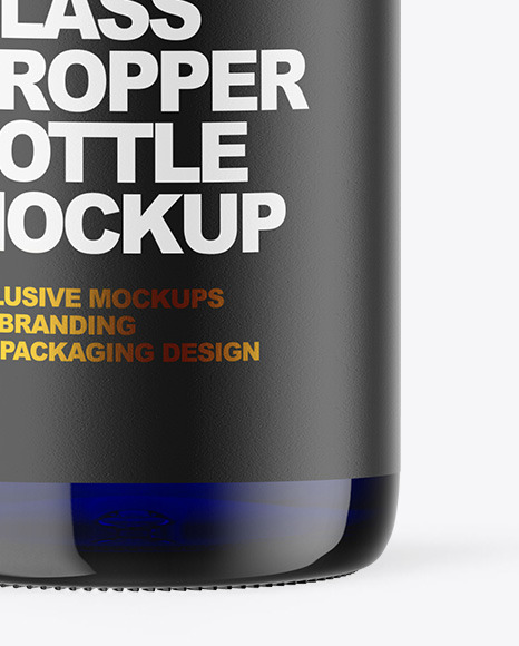 Blue Glass Dropper Bottle Mockup