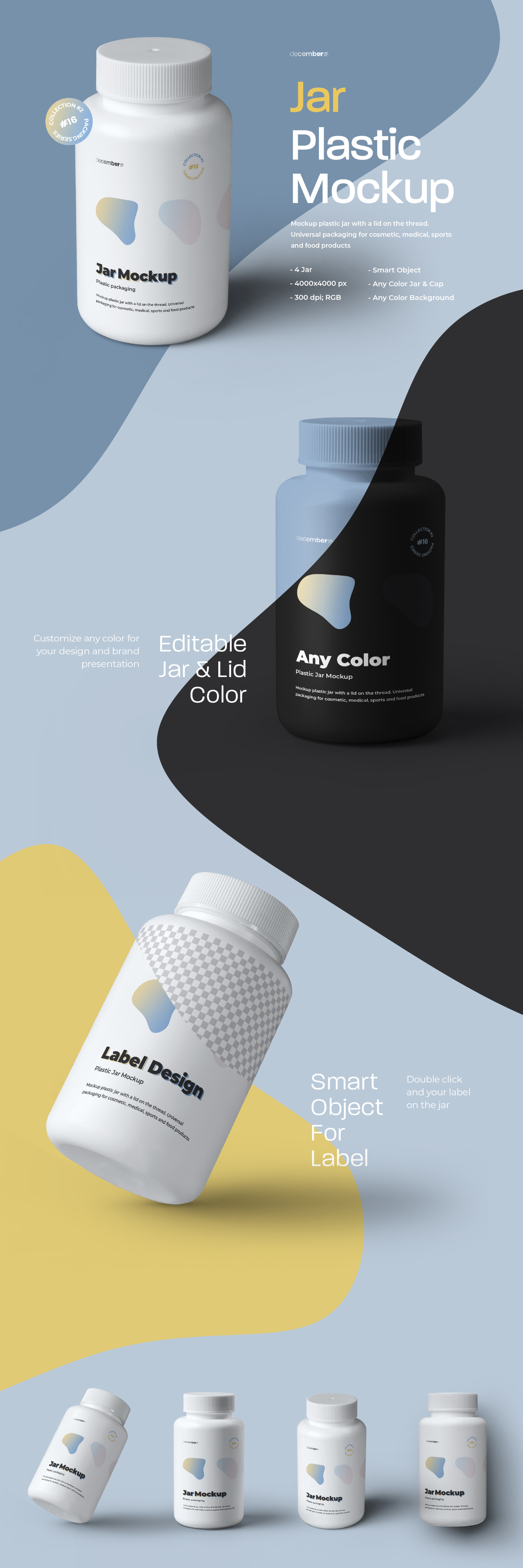 4 Mockups Plastic Jar 4 Mockups Plastic Jar