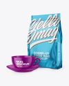 Metallic Stand-Up Bag with Coffee Mug Mockup