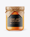 Glass Apricot Jam Jar with Paper Cap Mockup