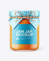 Glass Apricot Jam Jar with Paper Cap Mockup