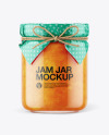 Glass Apricot Jam Jar with Paper Cap Mockup