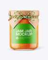 Glass Apricot Jam Jar with Paper Cap Mockup