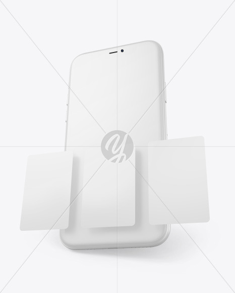 Clay Apple iPhone 11 Pro w/ Cards Mockup