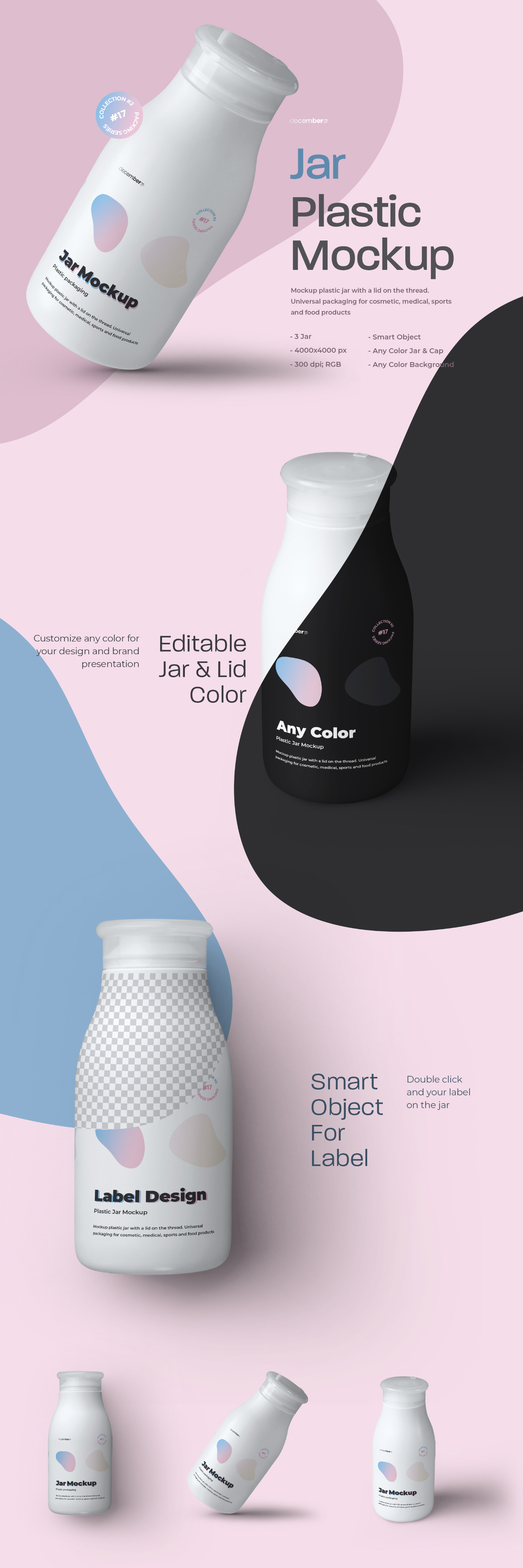 3 MOCKUPS PLASTIC JAR 3 MOCKUPS PLASTIC JAR