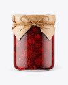 Glass Strawberry Jam Jar with Paper Cap Mockup