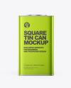 Metallic Square Tin Can Mockup