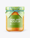 Glass Orange Jam Jar with Paper Cap Mockup Glass Orange Jam Jar with Paper Cap Mockup