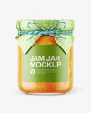 Glass Orange Jam Jar with Paper Cap Mockup