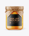 Glass Orange Jam Jar with Paper Cap Mockup Glass Orange Jam Jar with Paper Cap Mockup