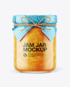 Glass Orange Jam Jar with Paper Cap Mockup Glass Orange Jam Jar with Paper Cap Mockup