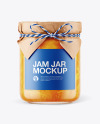 Glass Orange Jam Jar with Paper Cap Mockup Glass Orange Jam Jar with Paper Cap Mockup