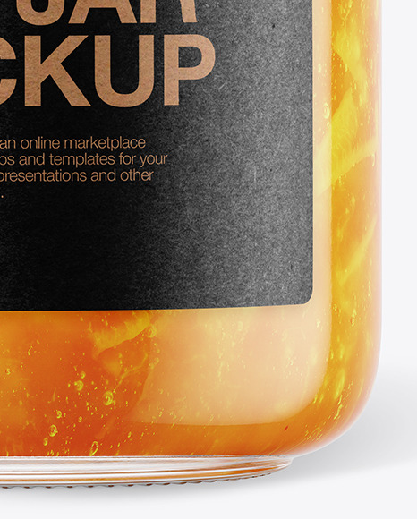 Glass Orange Jam Jar with Paper Cap Mockup Glass Orange Jam Jar with Paper Cap Mockup
