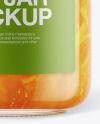 Glass Orange Jam Jar with Paper Cap Mockup Glass Orange Jam Jar with Paper Cap Mockup