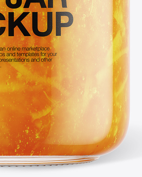 Glass Orange Jam Jar with Paper Cap Mockup Glass Orange Jam Jar with Paper Cap Mockup