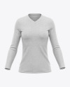 Women’s Heather Long Sleeve T-Shirt Mockup - Front View