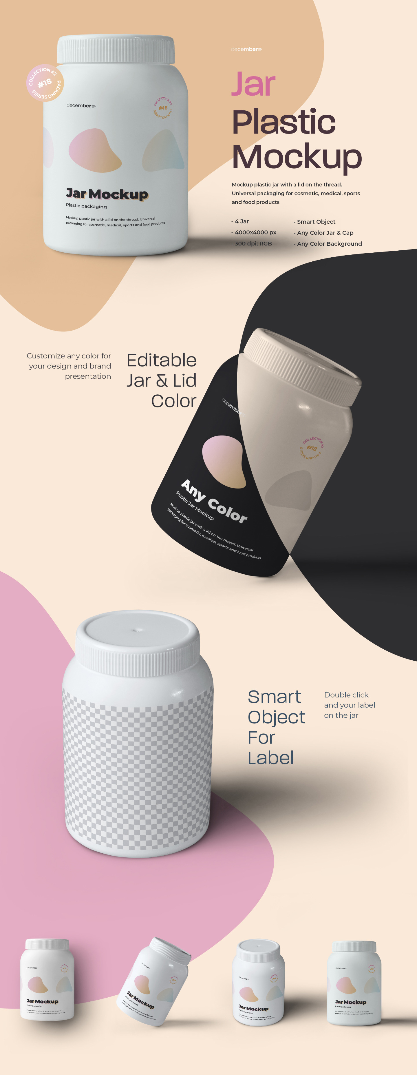 4 Mockups Plastic Fat Jar 4 Mockups Plastic Fat Jar