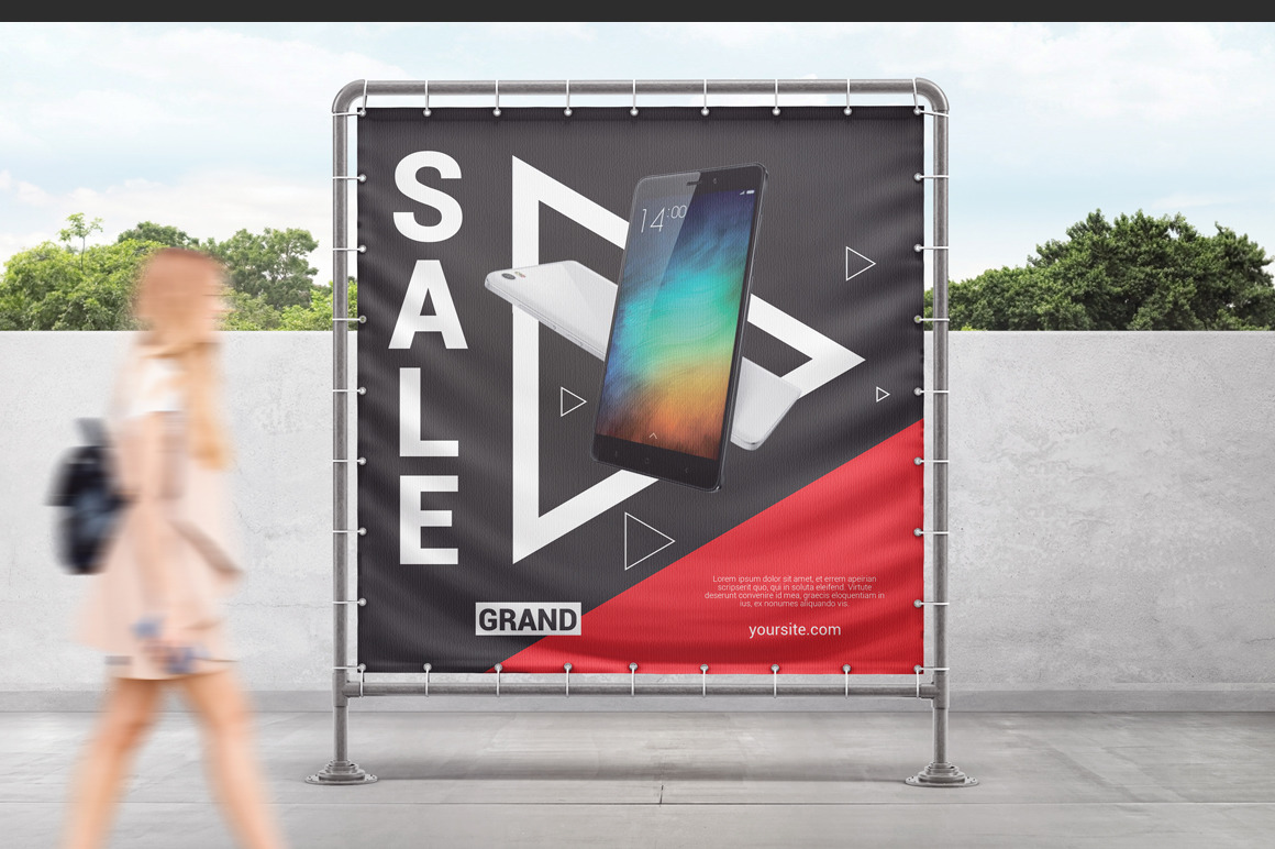 Vinyl Banner On Metal Frame Mockup Vinyl Banner On Metal Frame Mockup